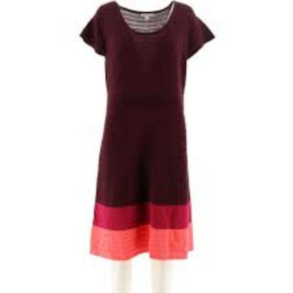 NWT ISAAC MIZRAHI COLOR-BLOCK SWEATER DRESS XS